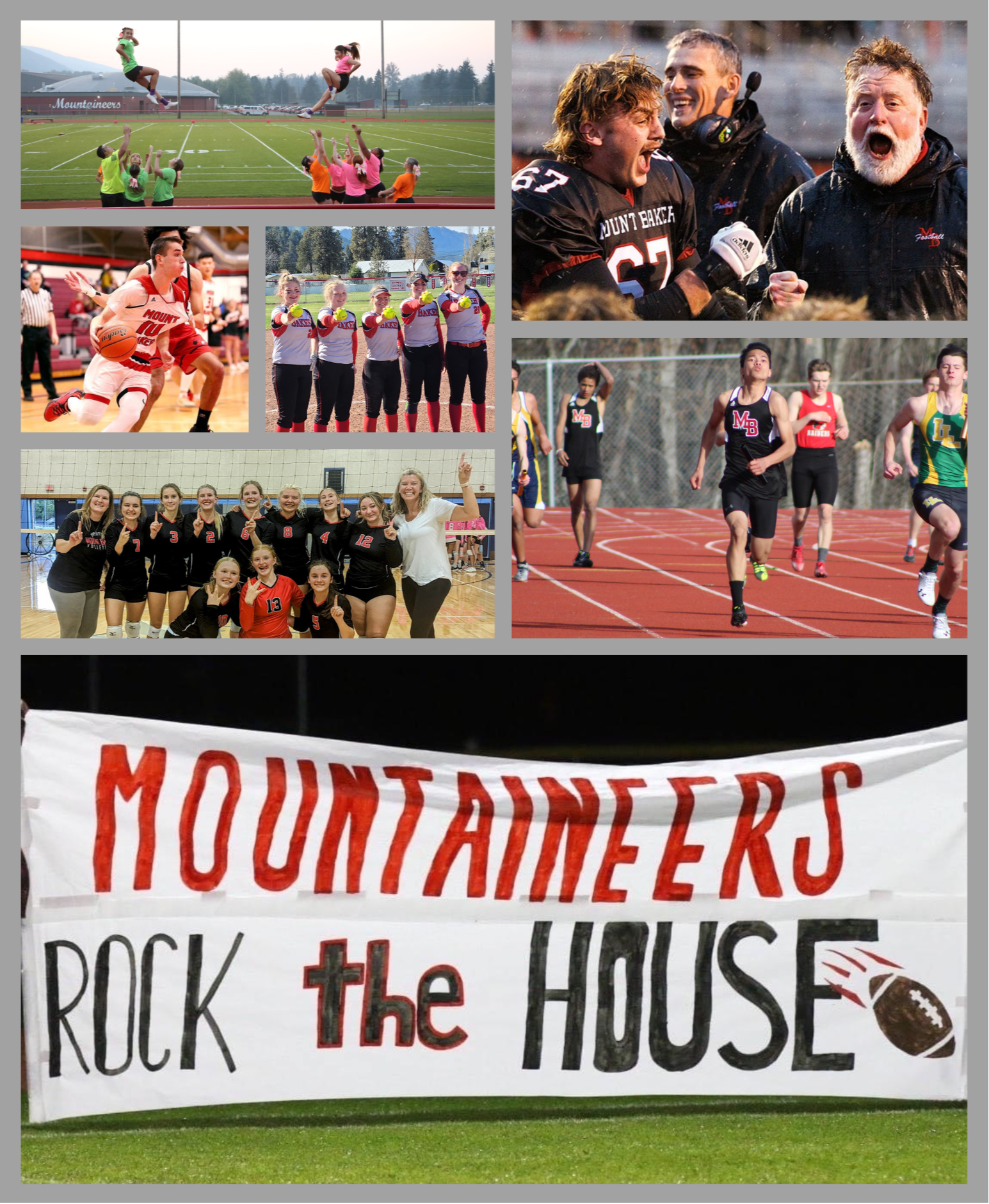Mount Baker Athletics, Football, High Jump, Cheerleaders, Track, Volleyball, Softball,  Basketball