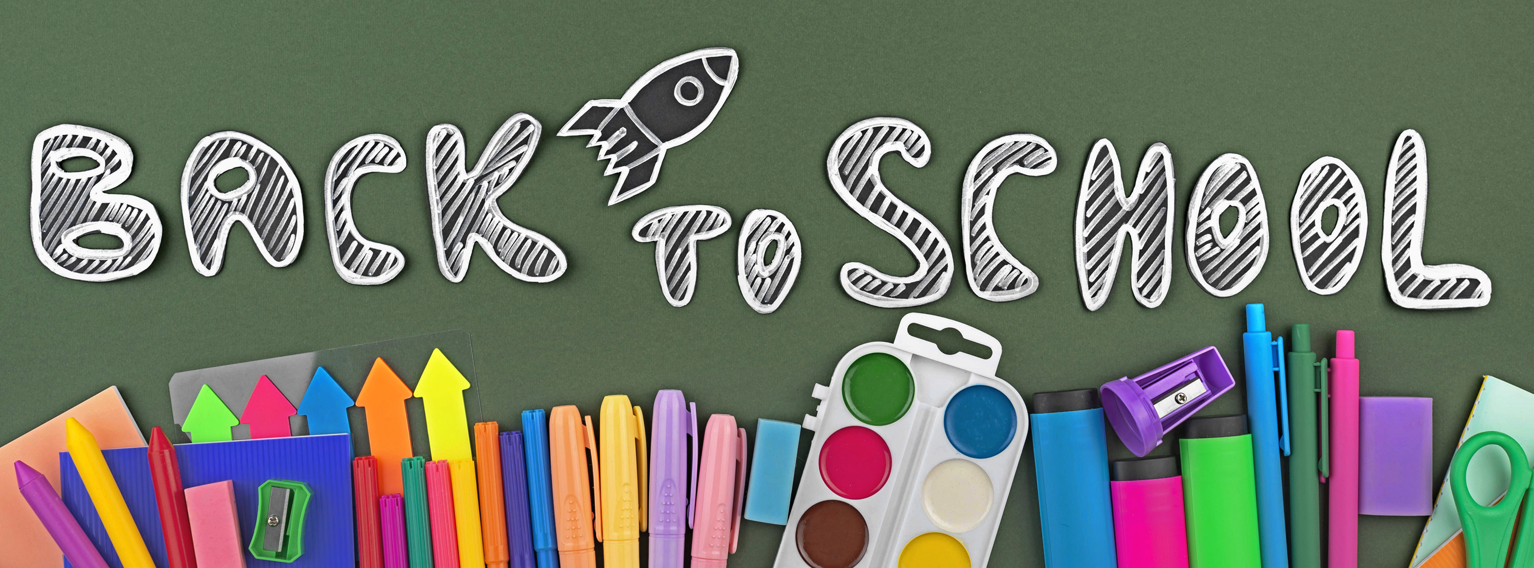 Welcome Back to School, Chalkboard, School Supplies