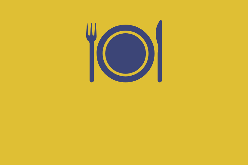 Fork, knife, and plate