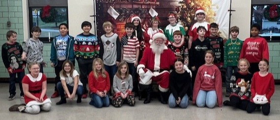students with santa