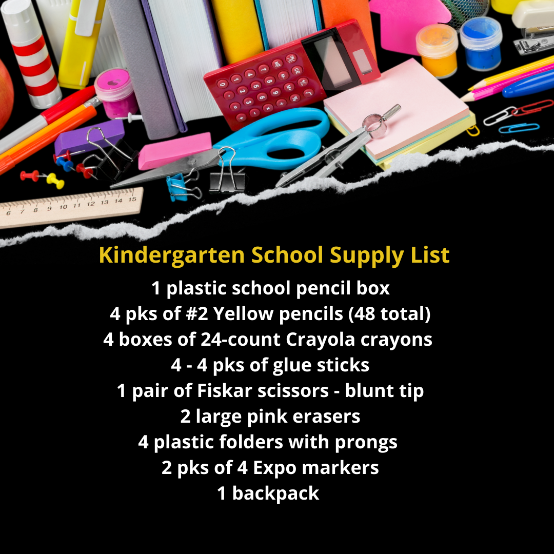 Kindergarten School Supply List