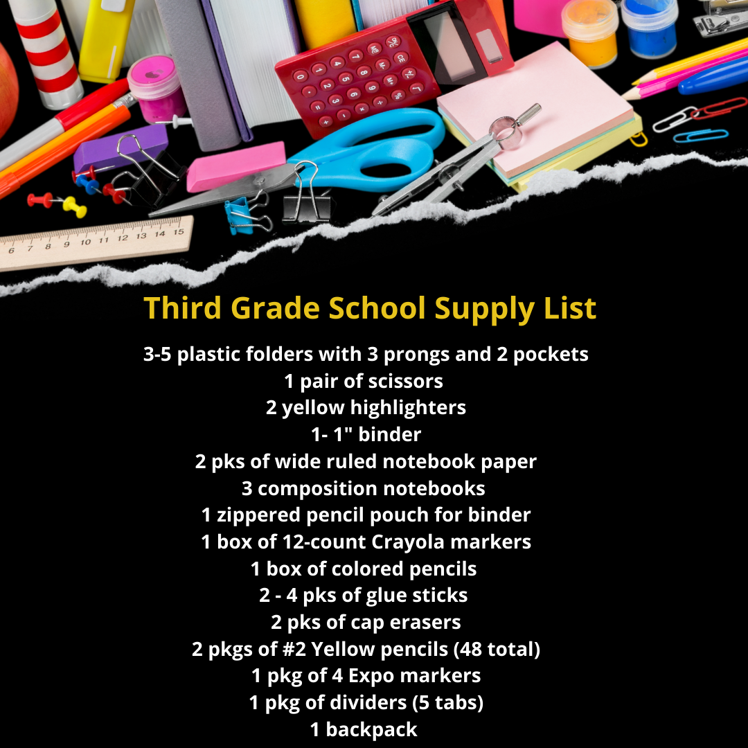 Third Grade School Supply List