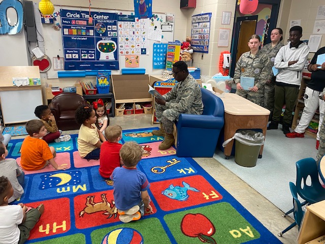 air force junior rotc cadets reading to scholars 
