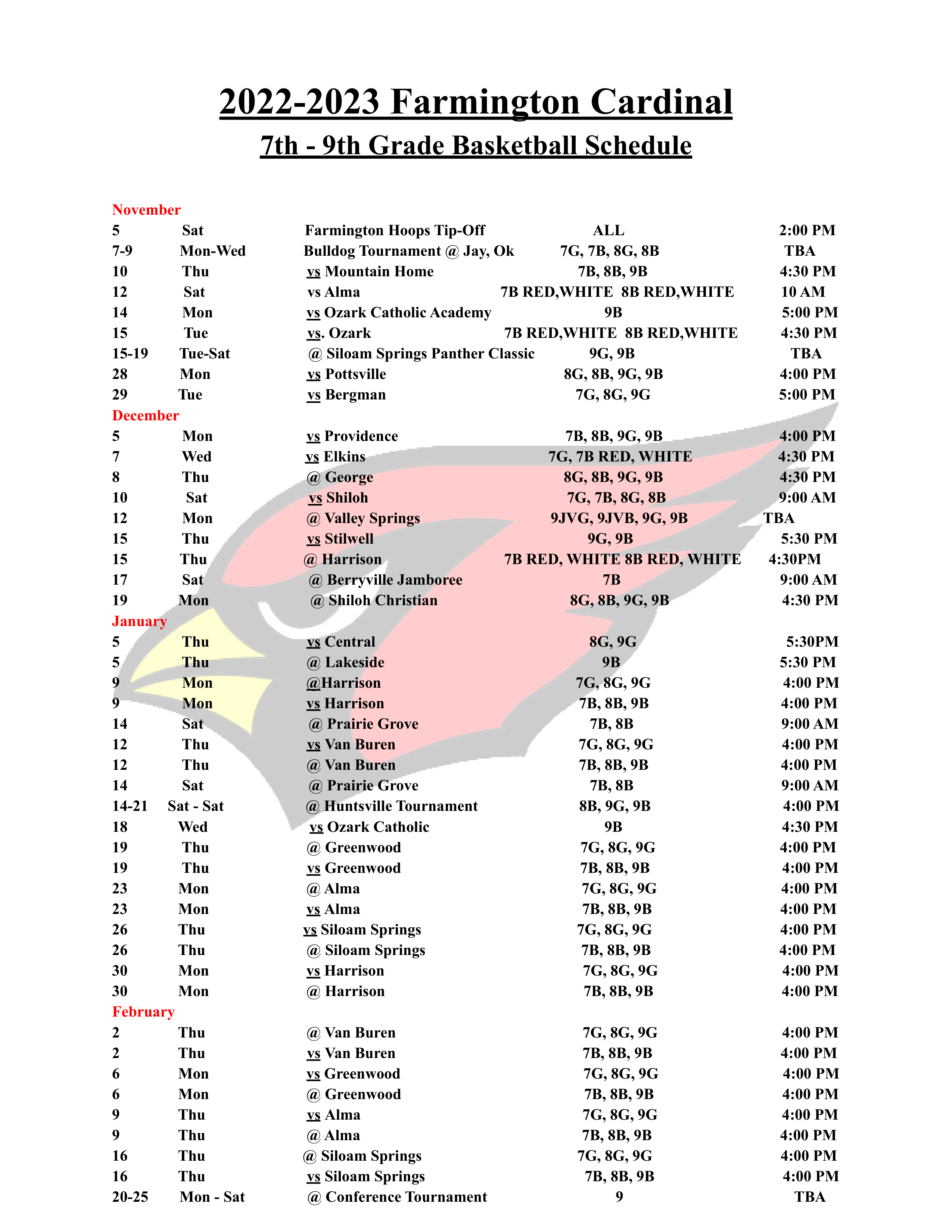 Athletic Schedules Farmington Public Schools