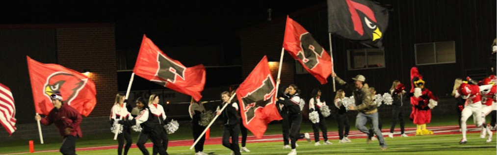 students running with flag