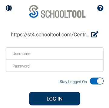 screenshot of schooltool mobile app login page