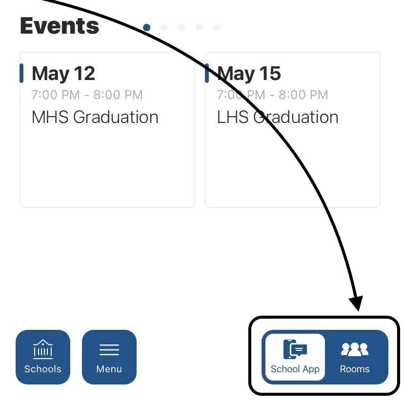 the rooms toggle is in the desoto parish app in the bottom right hand corner