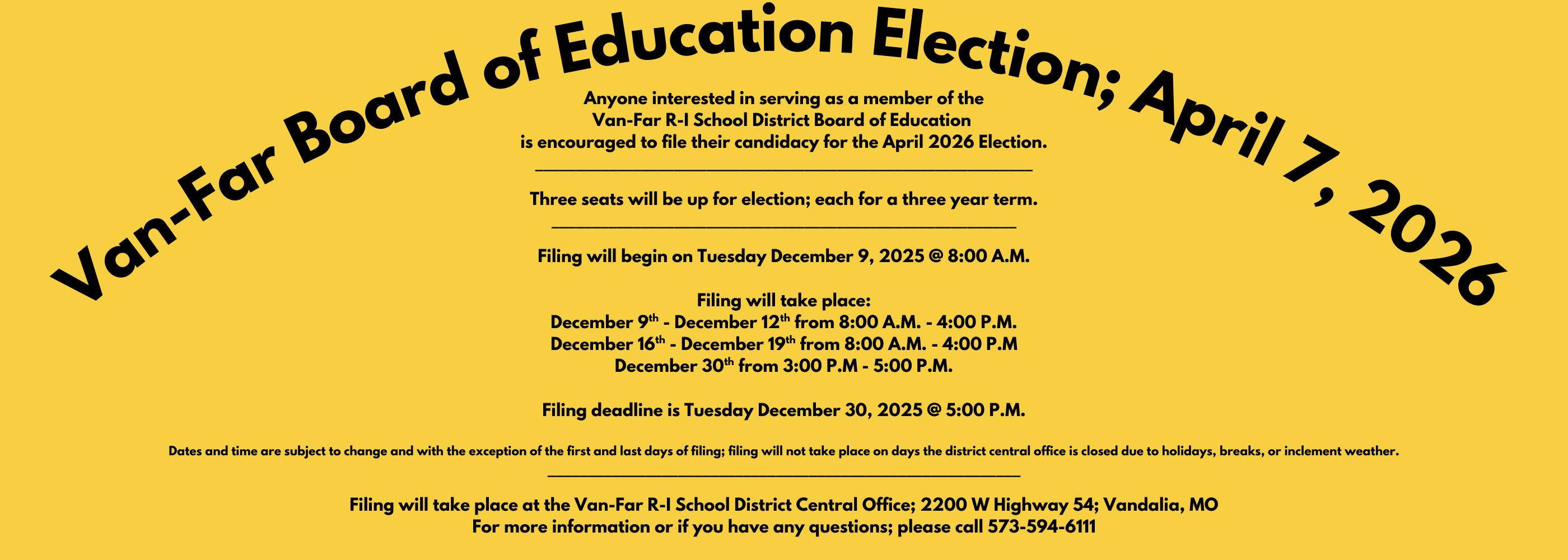 Van-Far Board of Education Election 2026