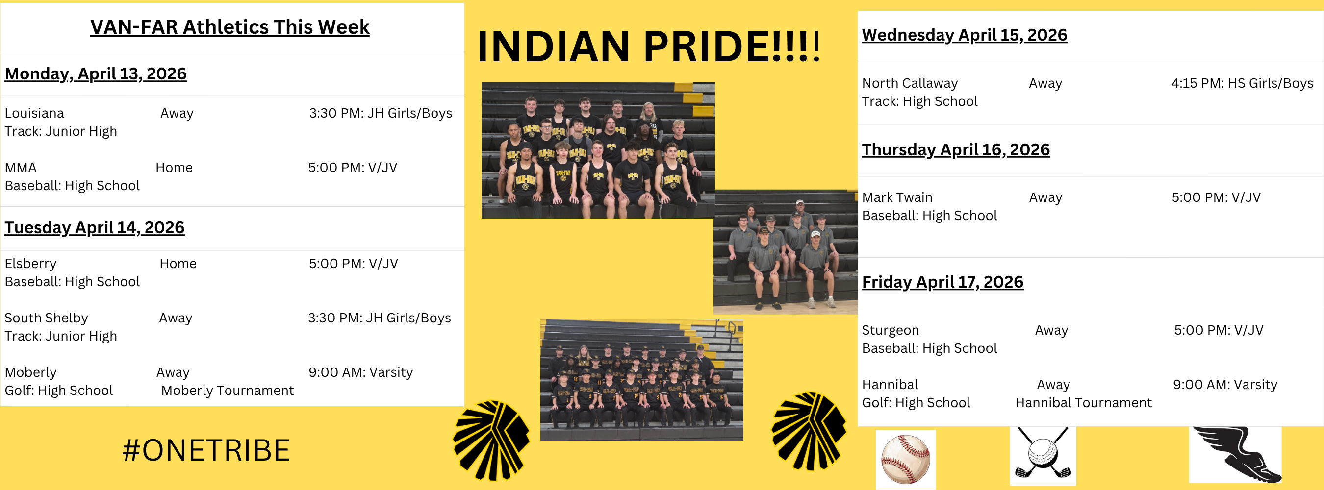 Activities for the week of April  13, 2026