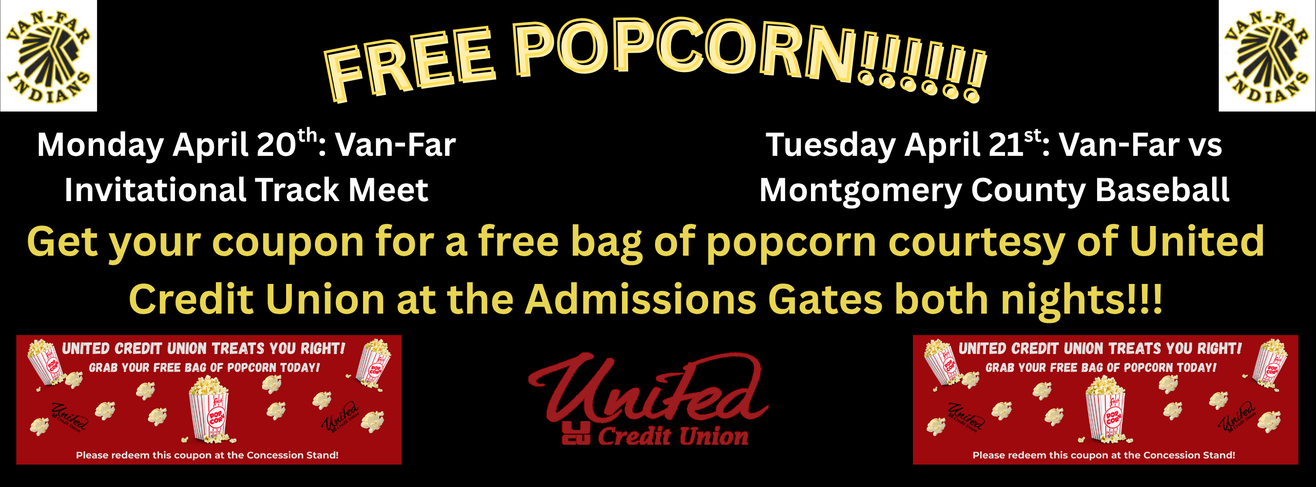 United Credit Union giving free popcorn