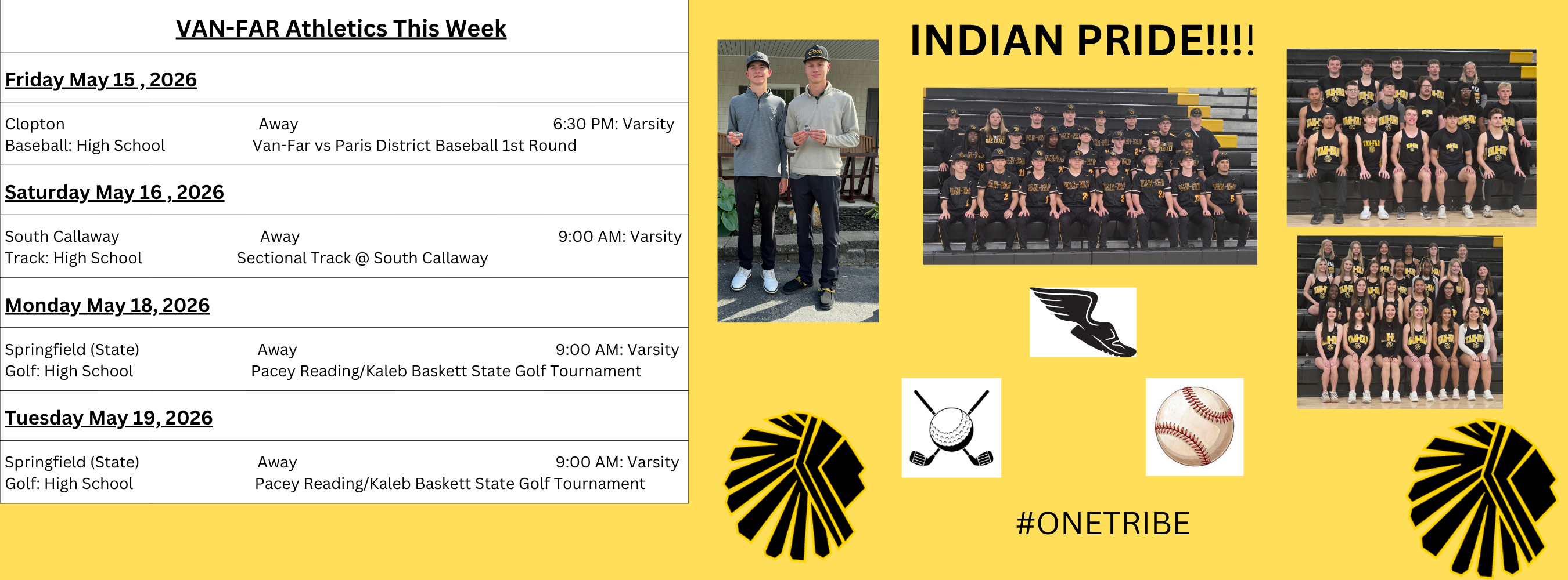 Activities for May 11 - 22,  2026