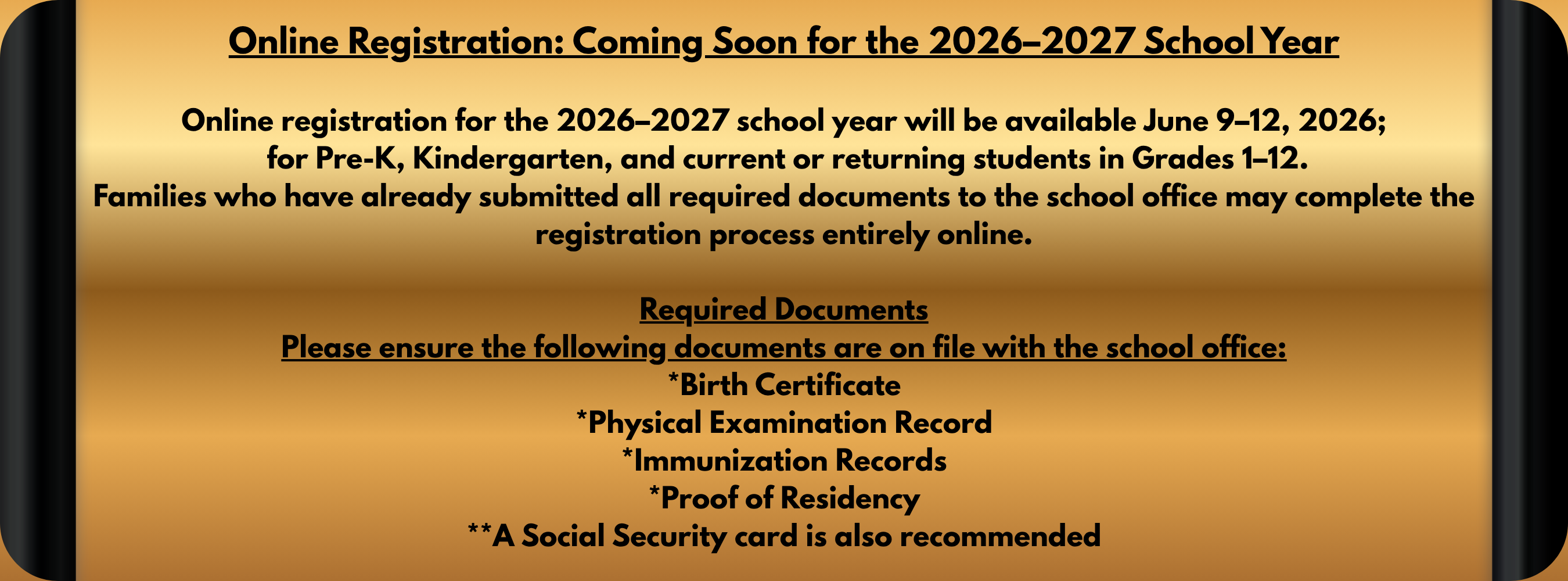 Online Registration Announcement