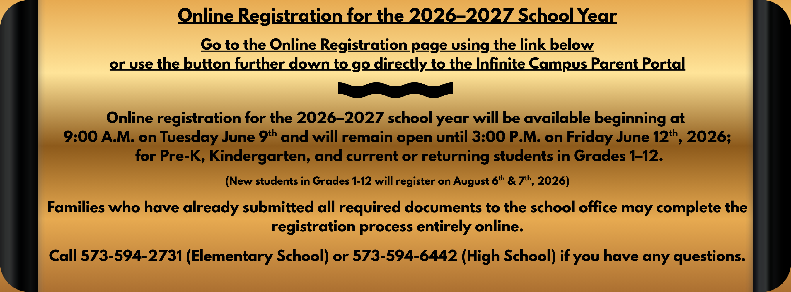 Online Registration Announcement