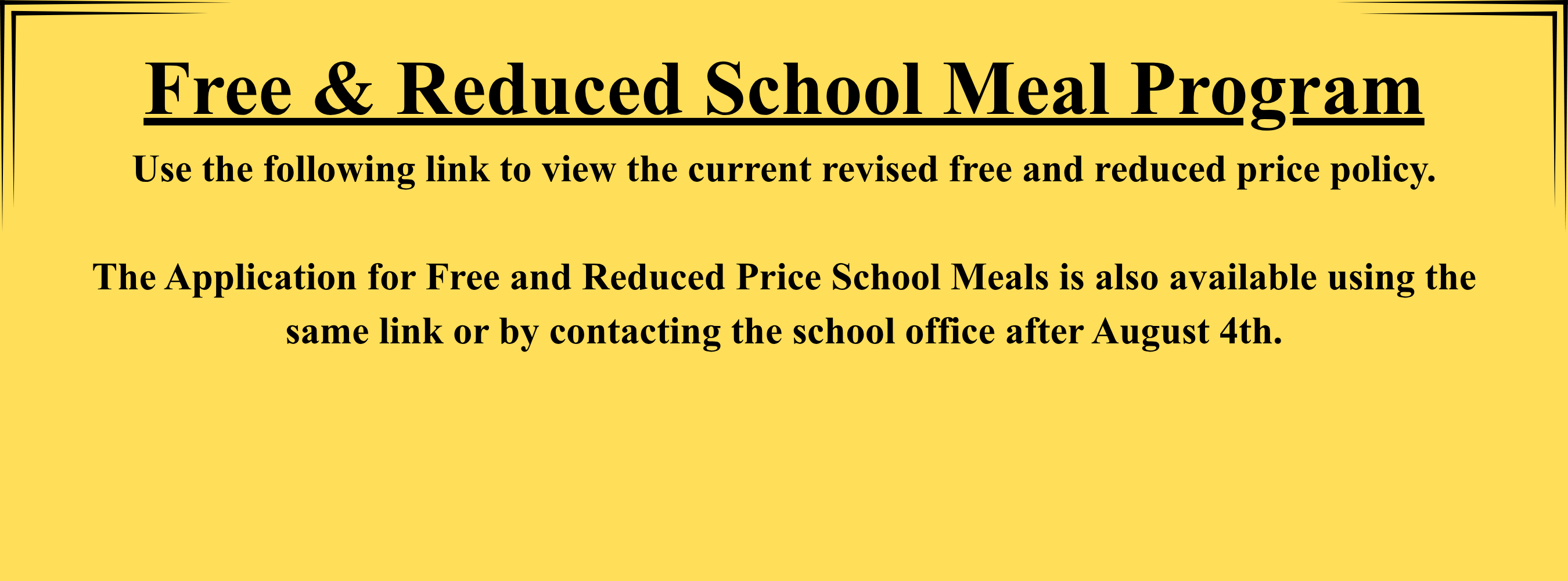 Free &amp; Reduced Schhol Meal information link