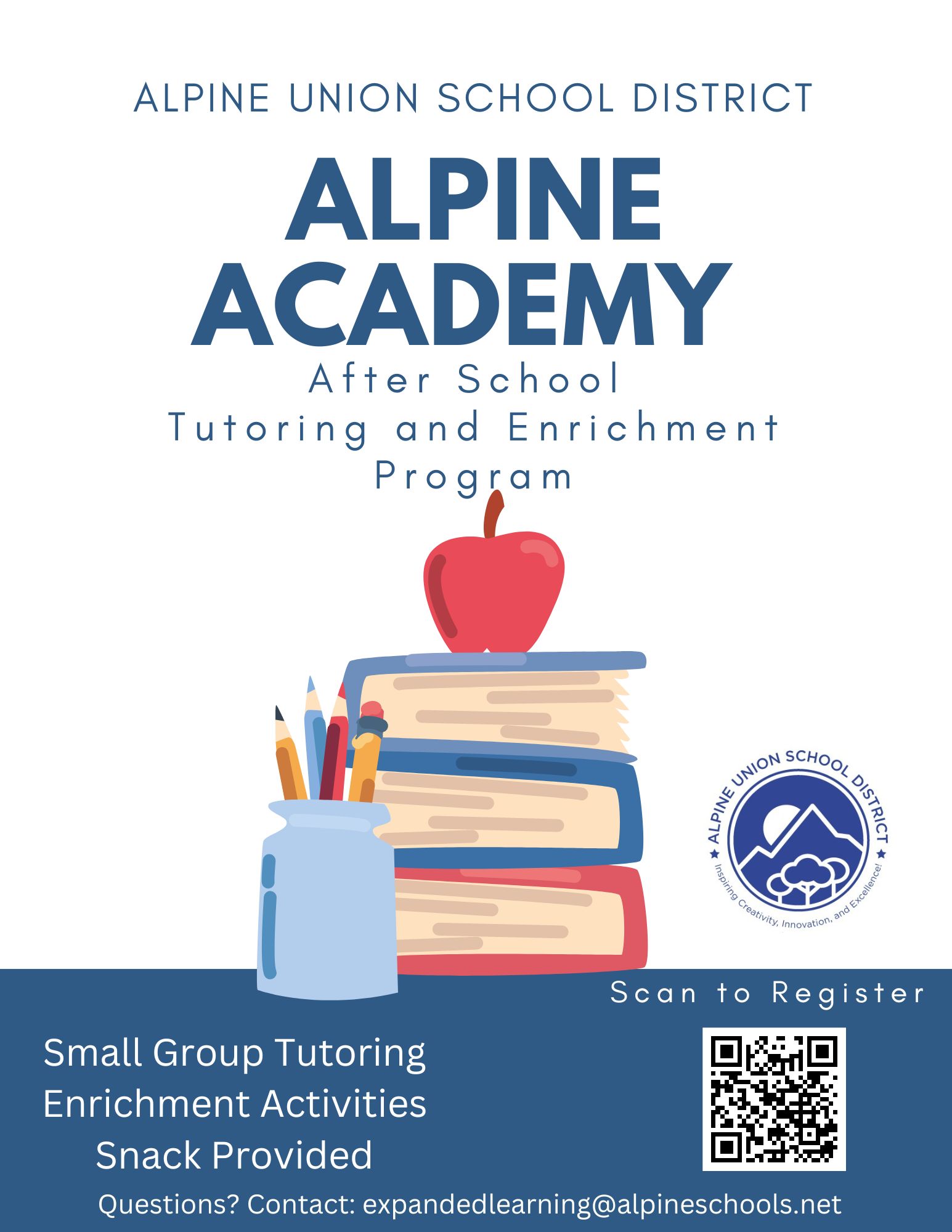 Promotional flyer for Alpine Academy Tutoring and Enrichment 