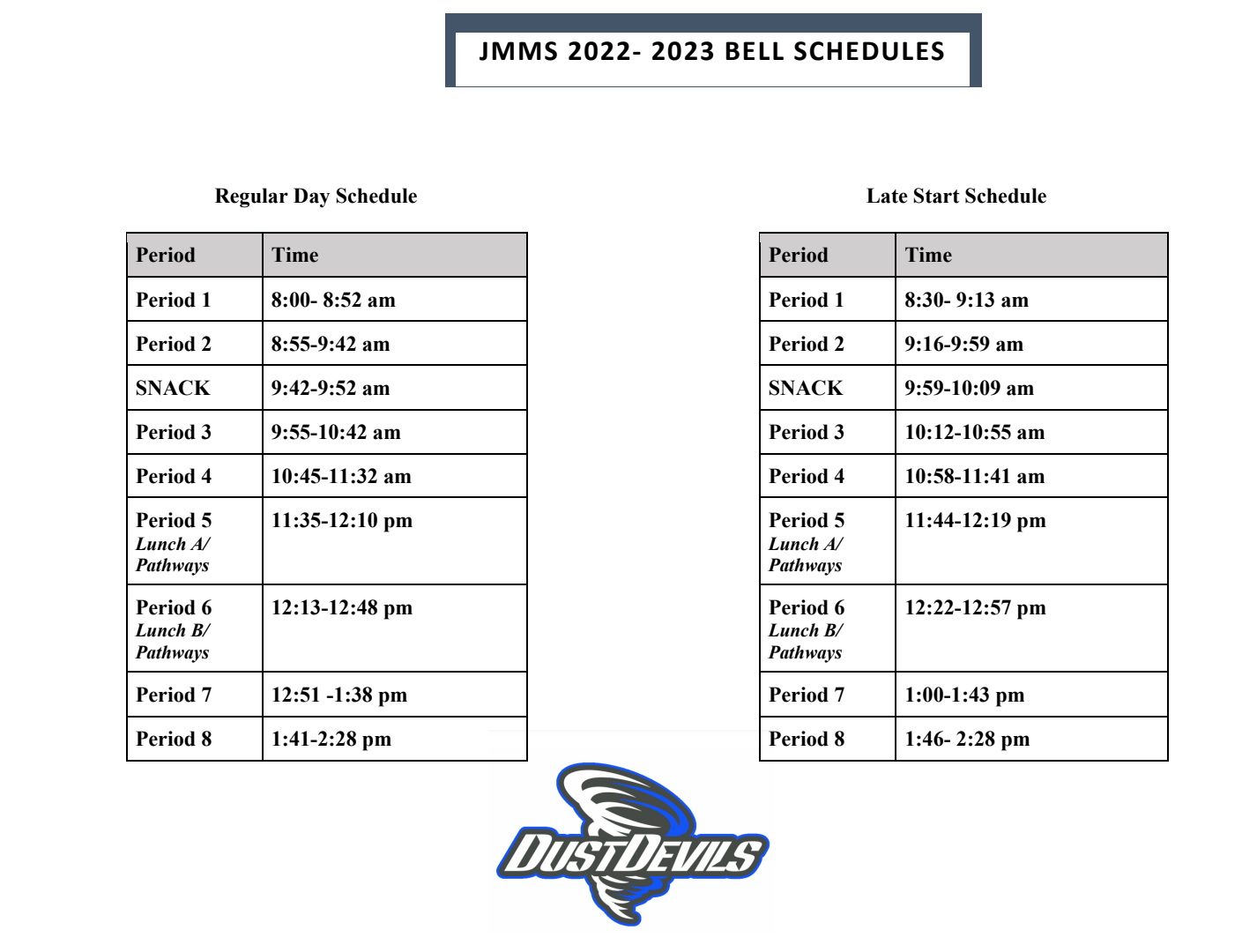 Bell schedule