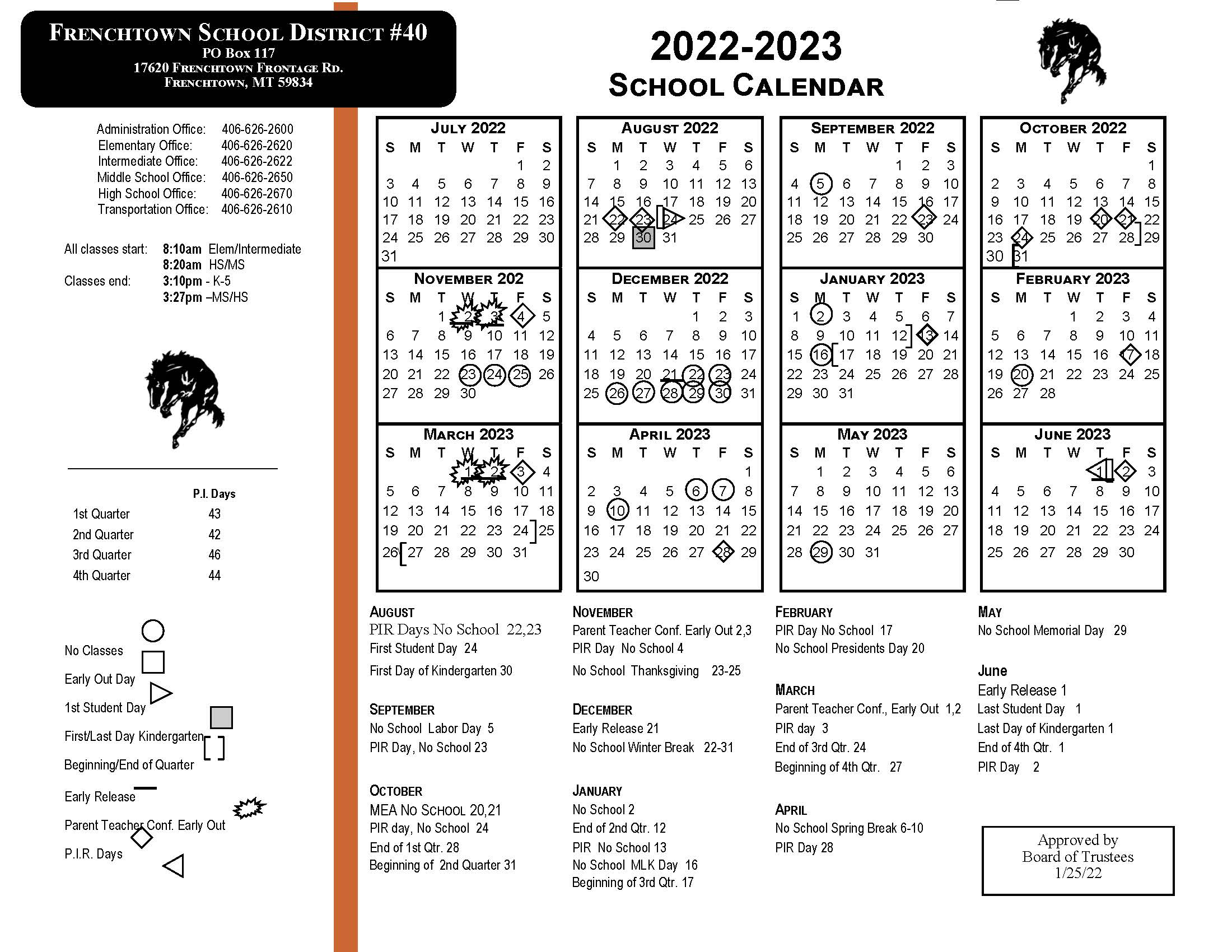 2022 - 23 District calendar