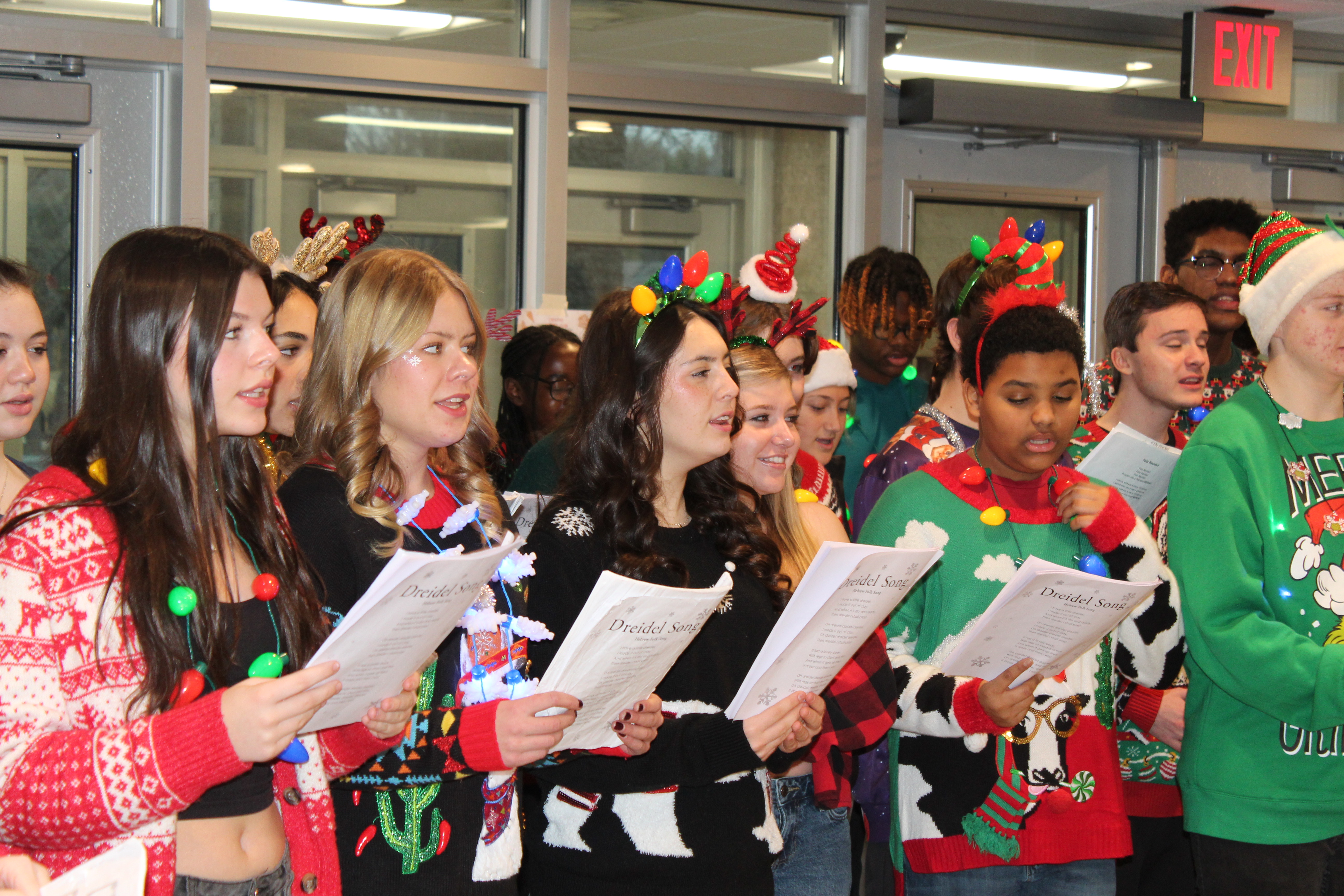 Choir members singing