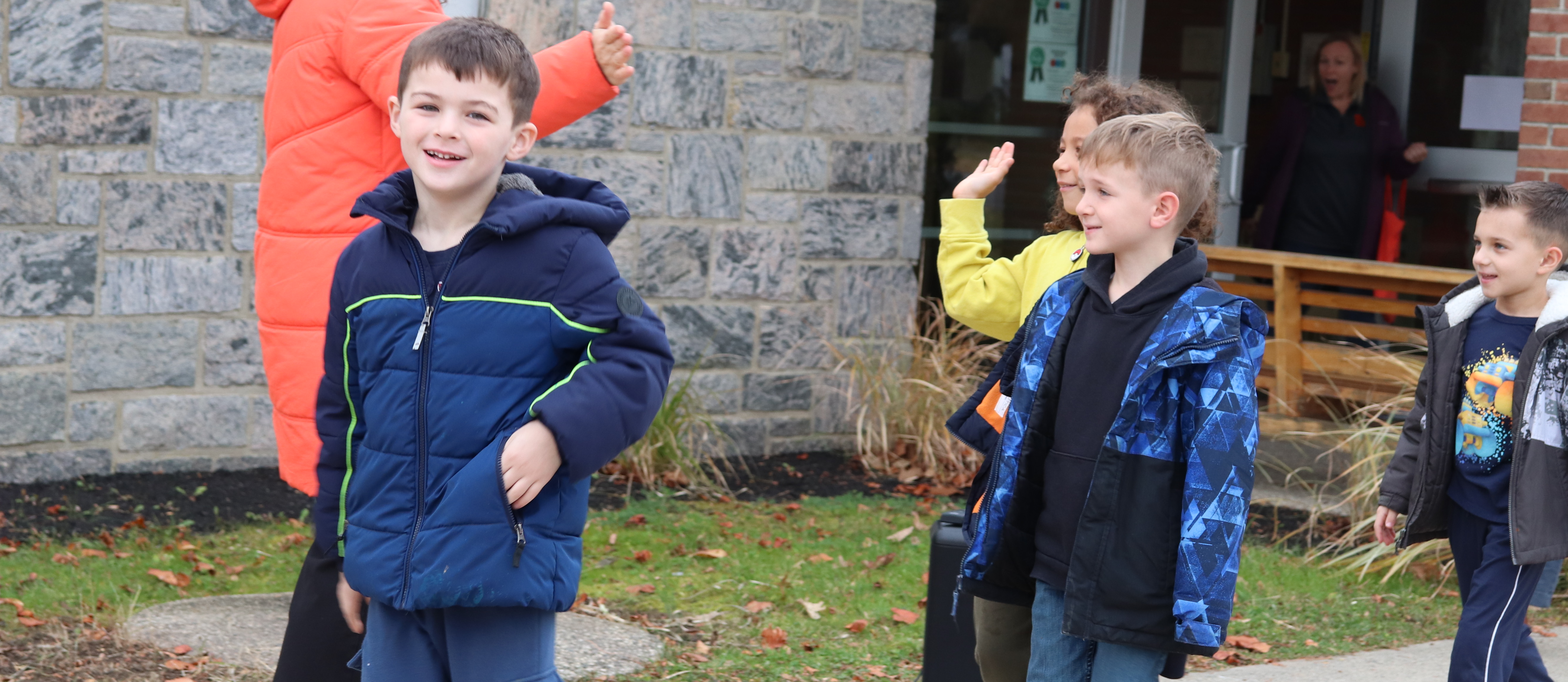 Students walking outside