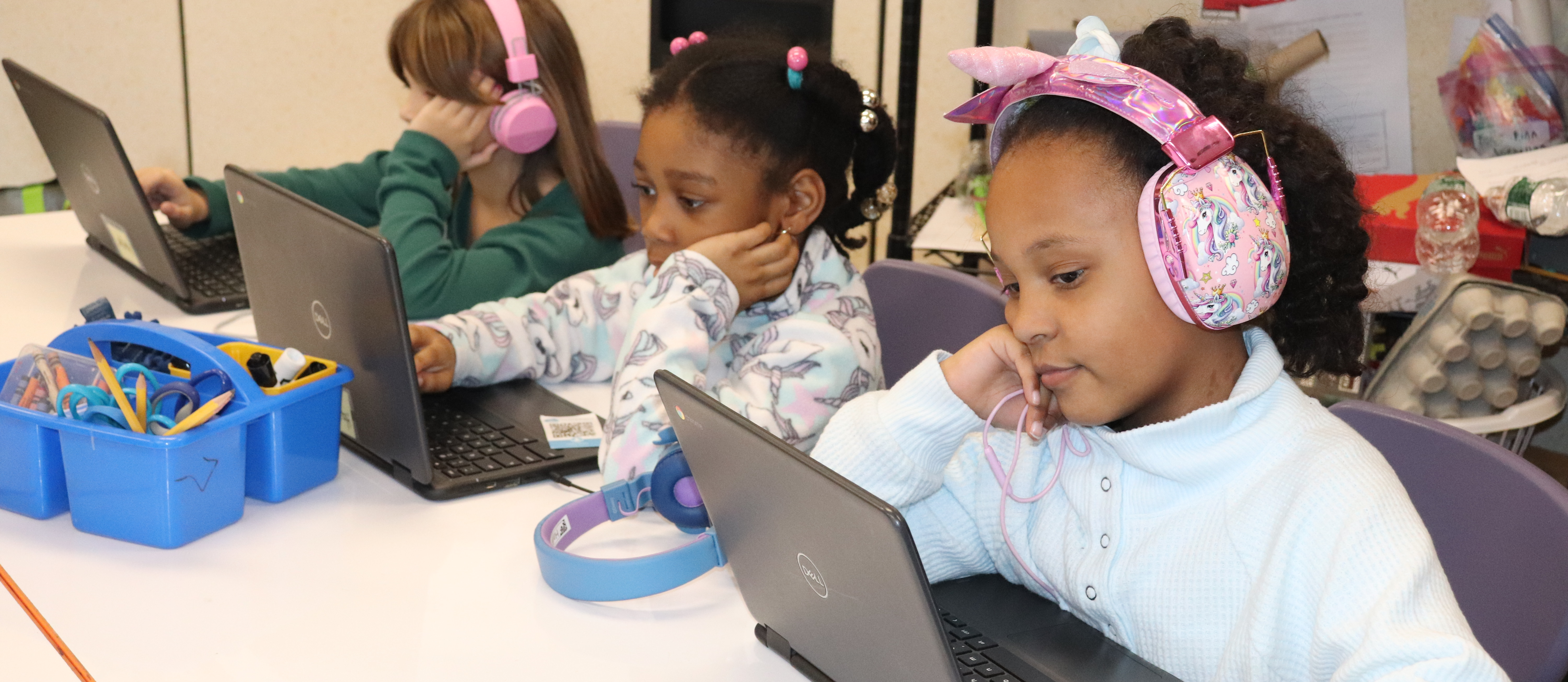 Students at computers