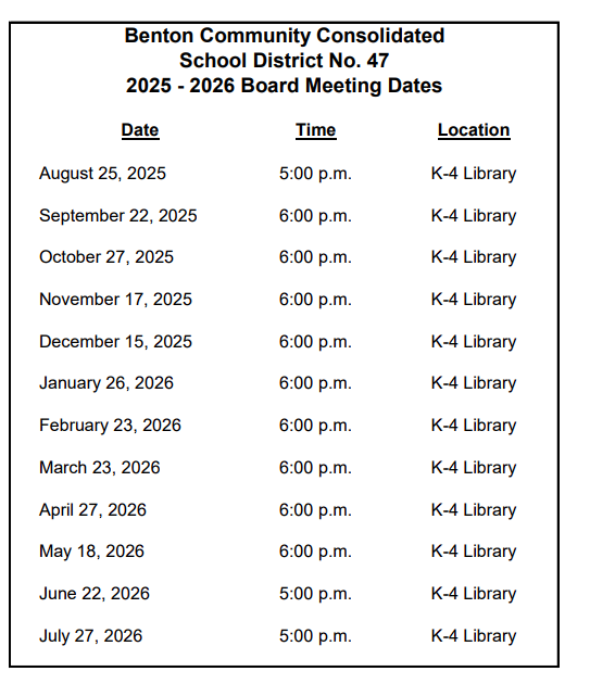 BOARD MEETING DATES 25-26
