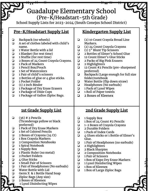 23 Supply List