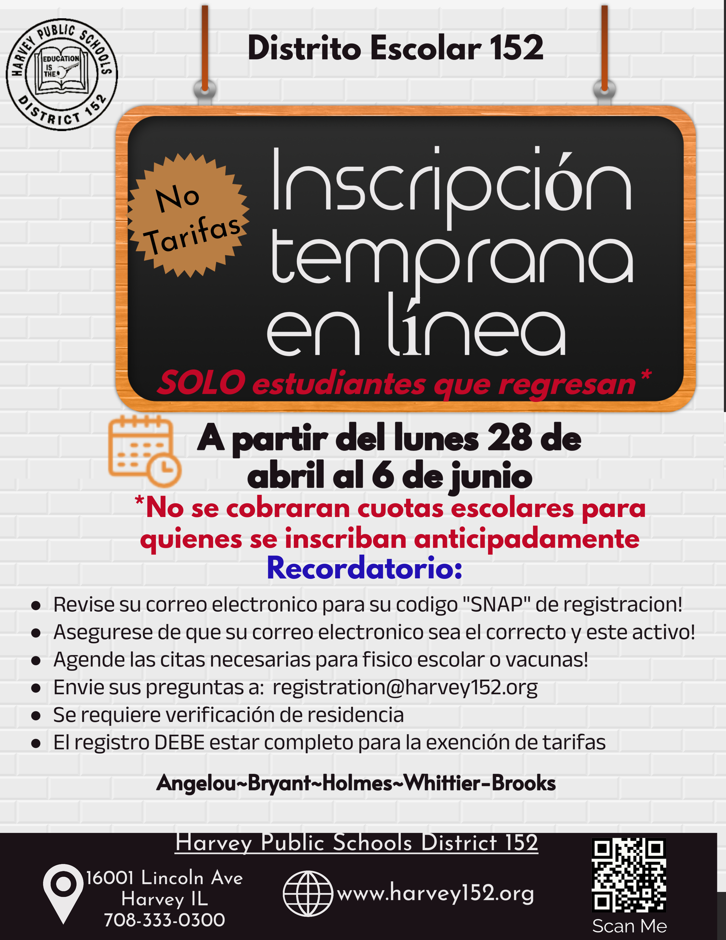 Early Online Registration Spanish