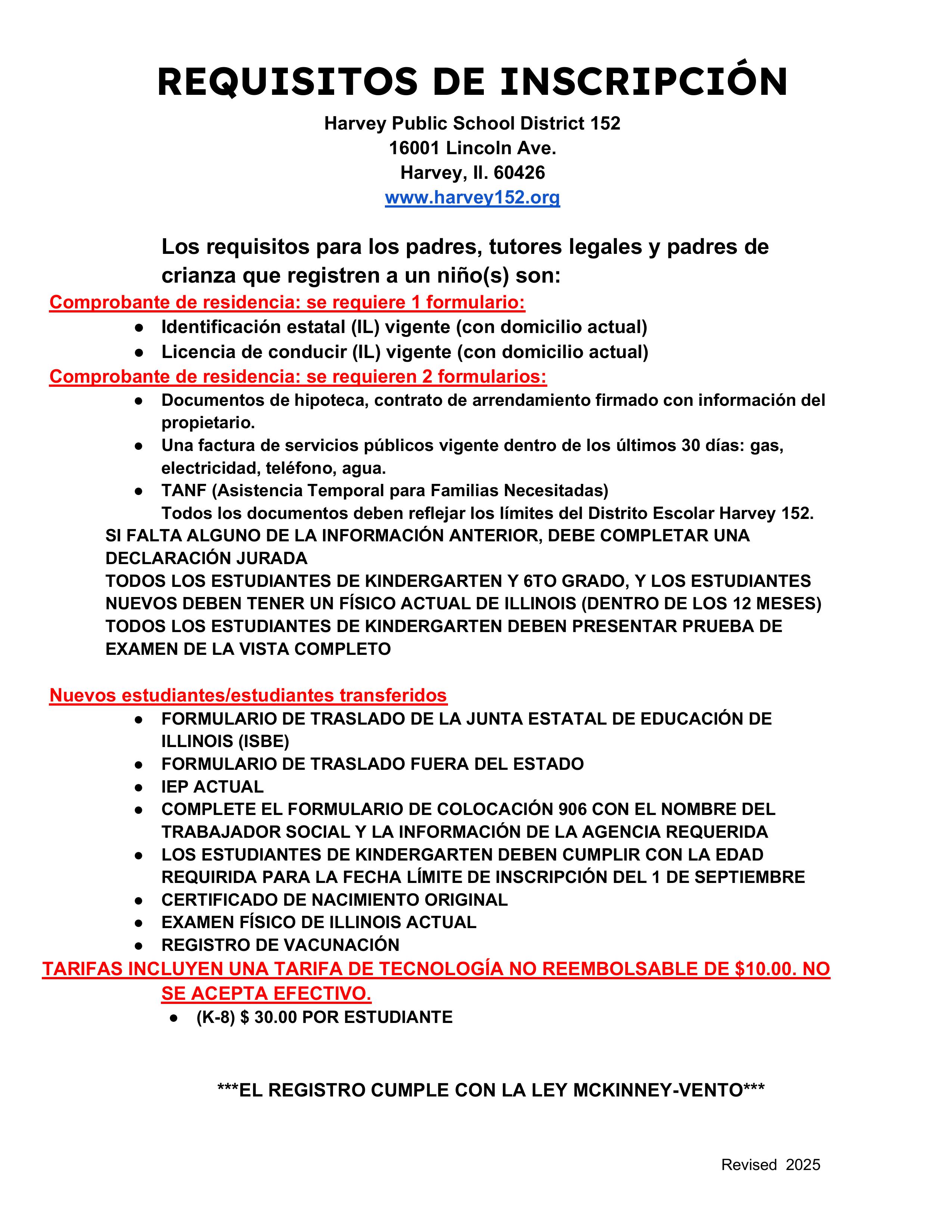 Spanish Registration Requirements