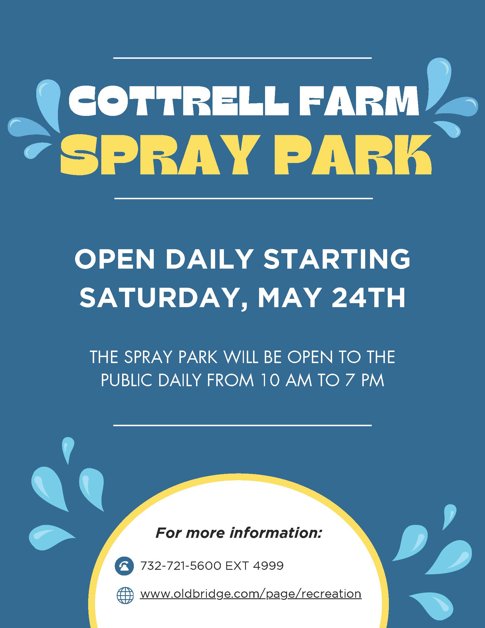Spray Park Flyer Opening May 24, 2025