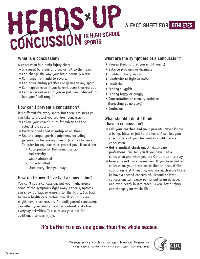 Concussion fact sheet