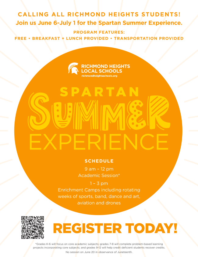 image on orange background includes text Spartan Summer Experience