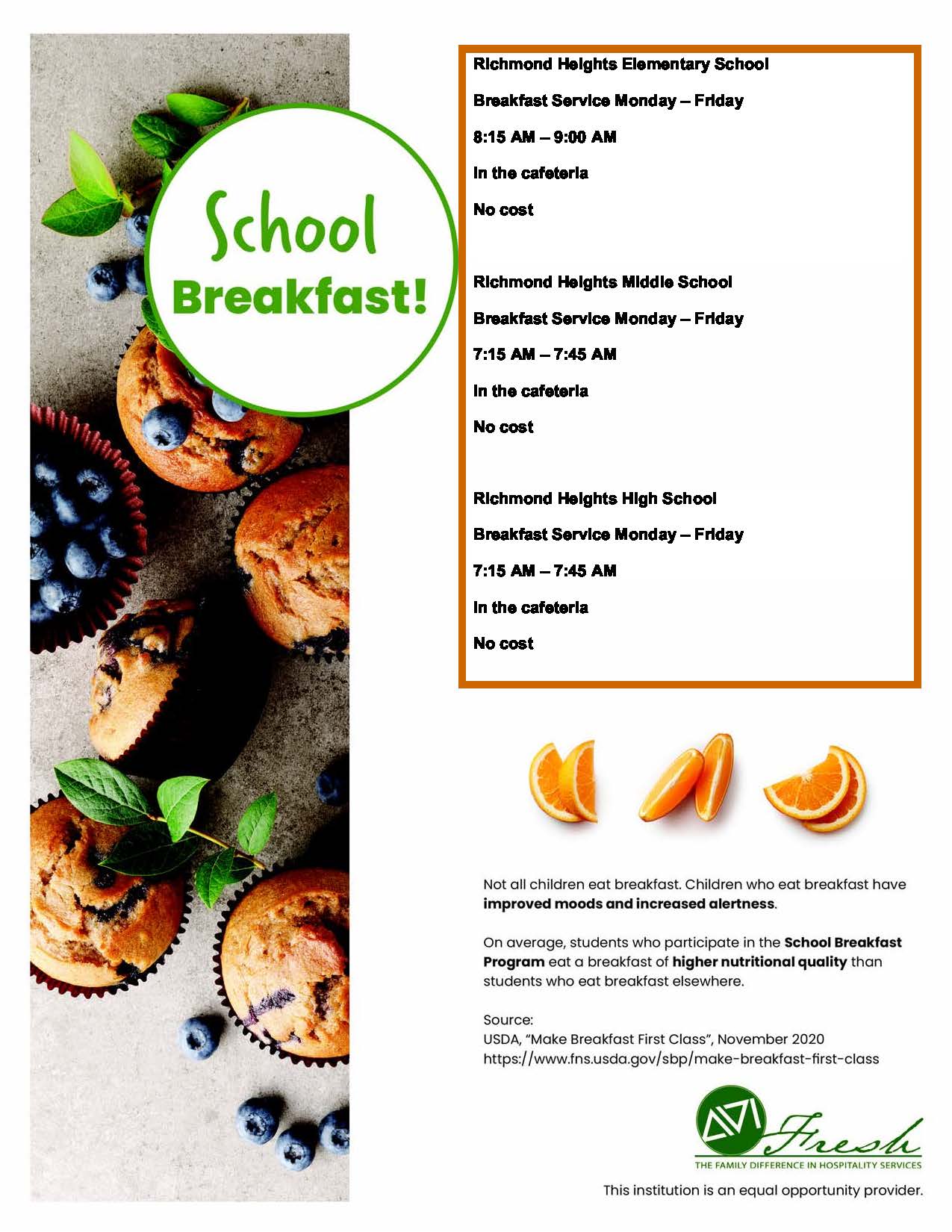 Food Service Menu Pricing Flyer