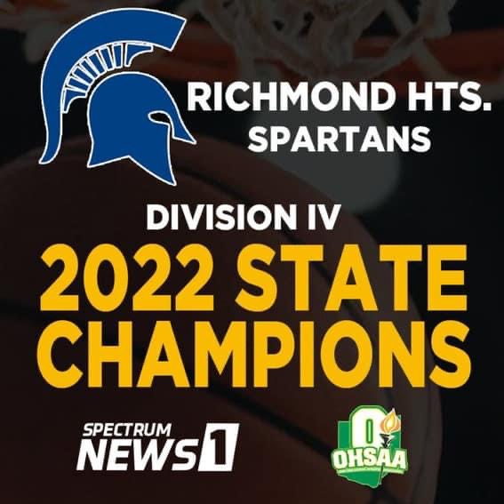 image includes spartan head logo, OHSAA logo includes text on dark background