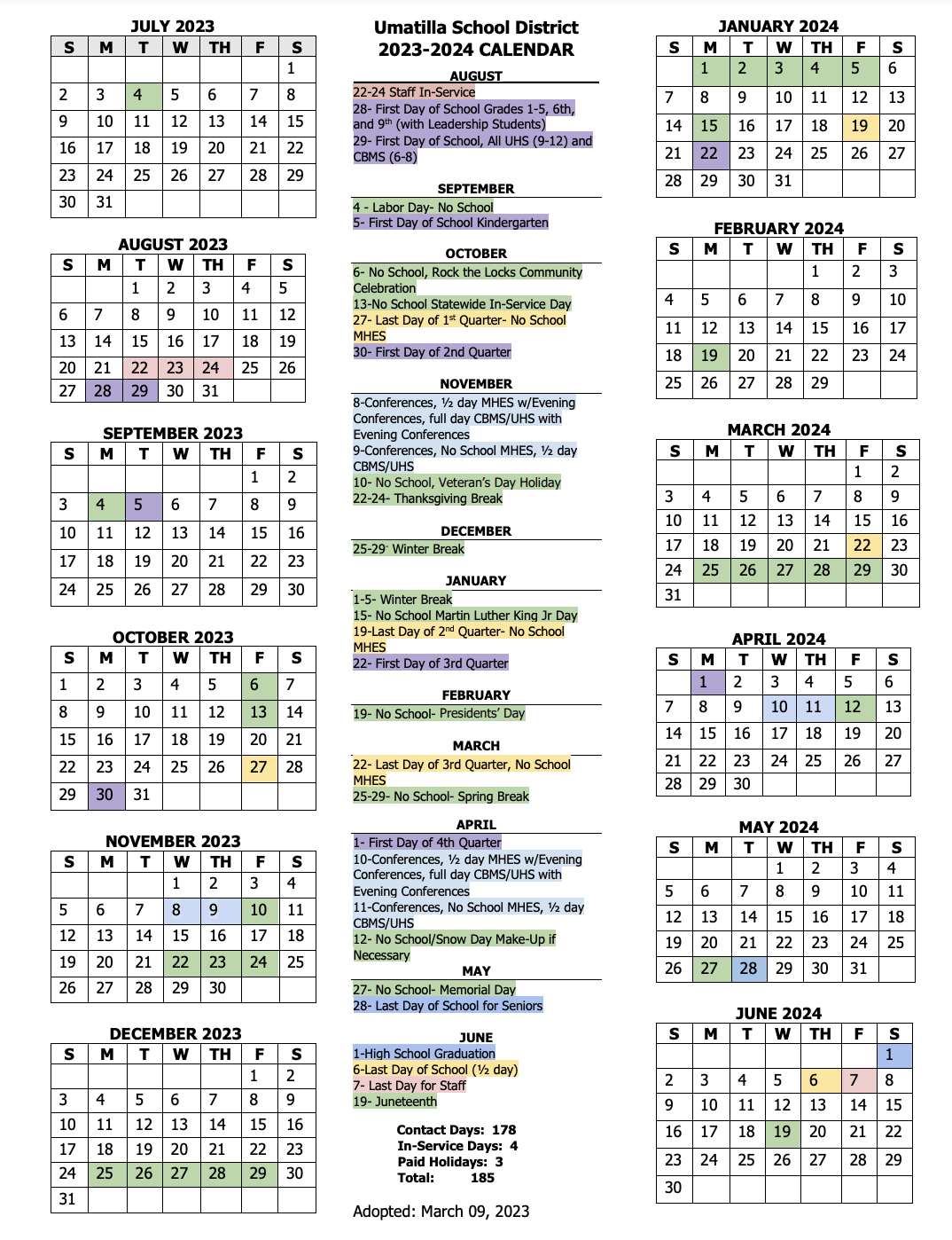 2023-24 School Year Calendar Image