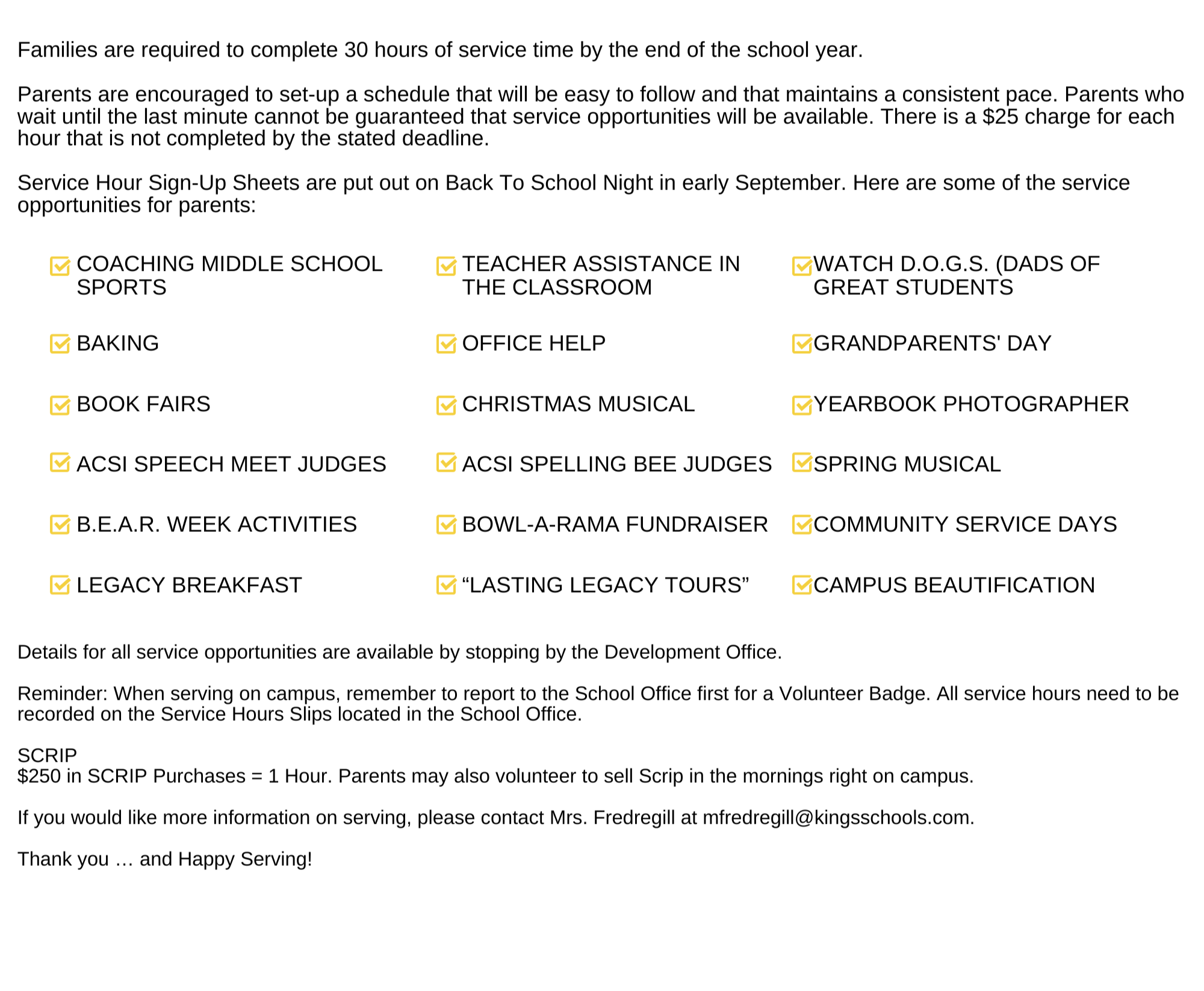 service hours