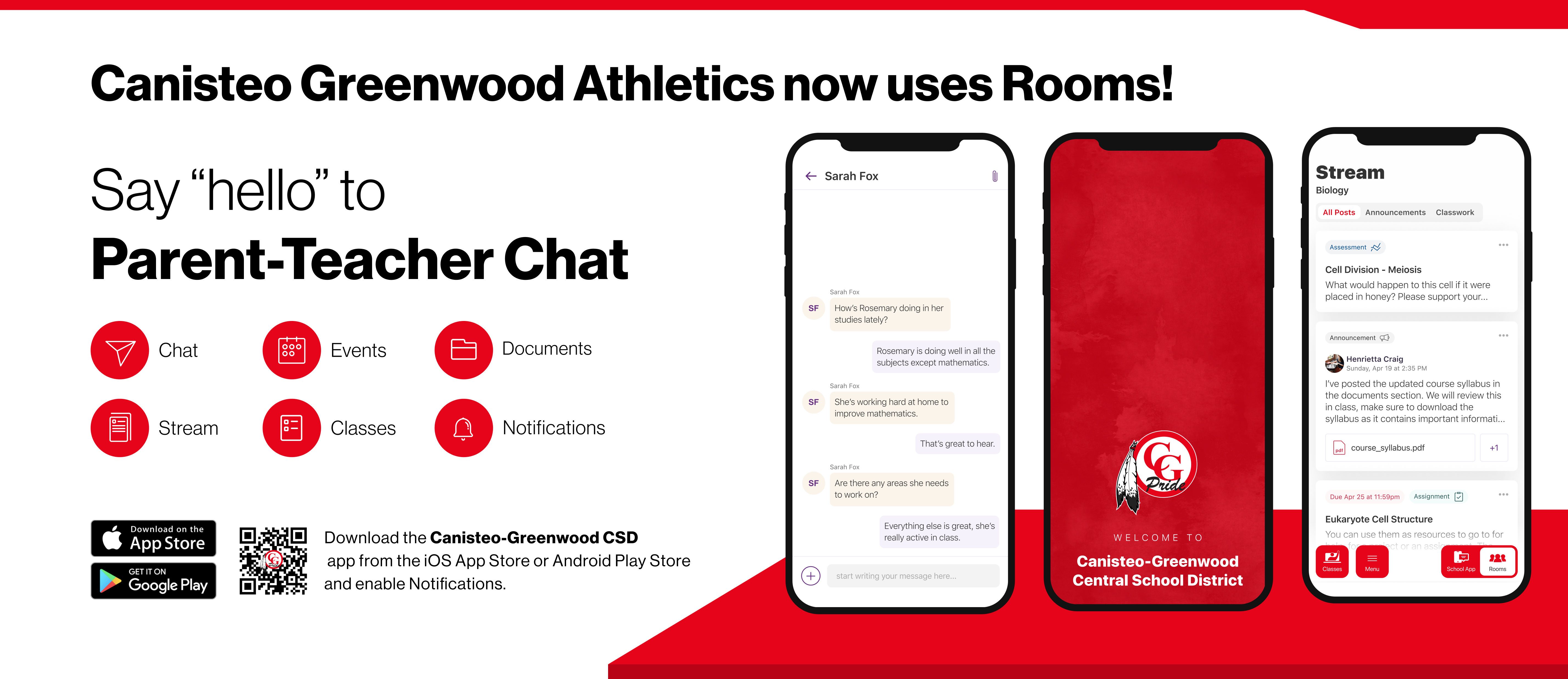 Canisteo Greenwood Athletics uses Rooms advertisement in school colors. 