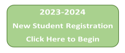 green background saying 2023-2024 New Student Registration Click Here to Begin