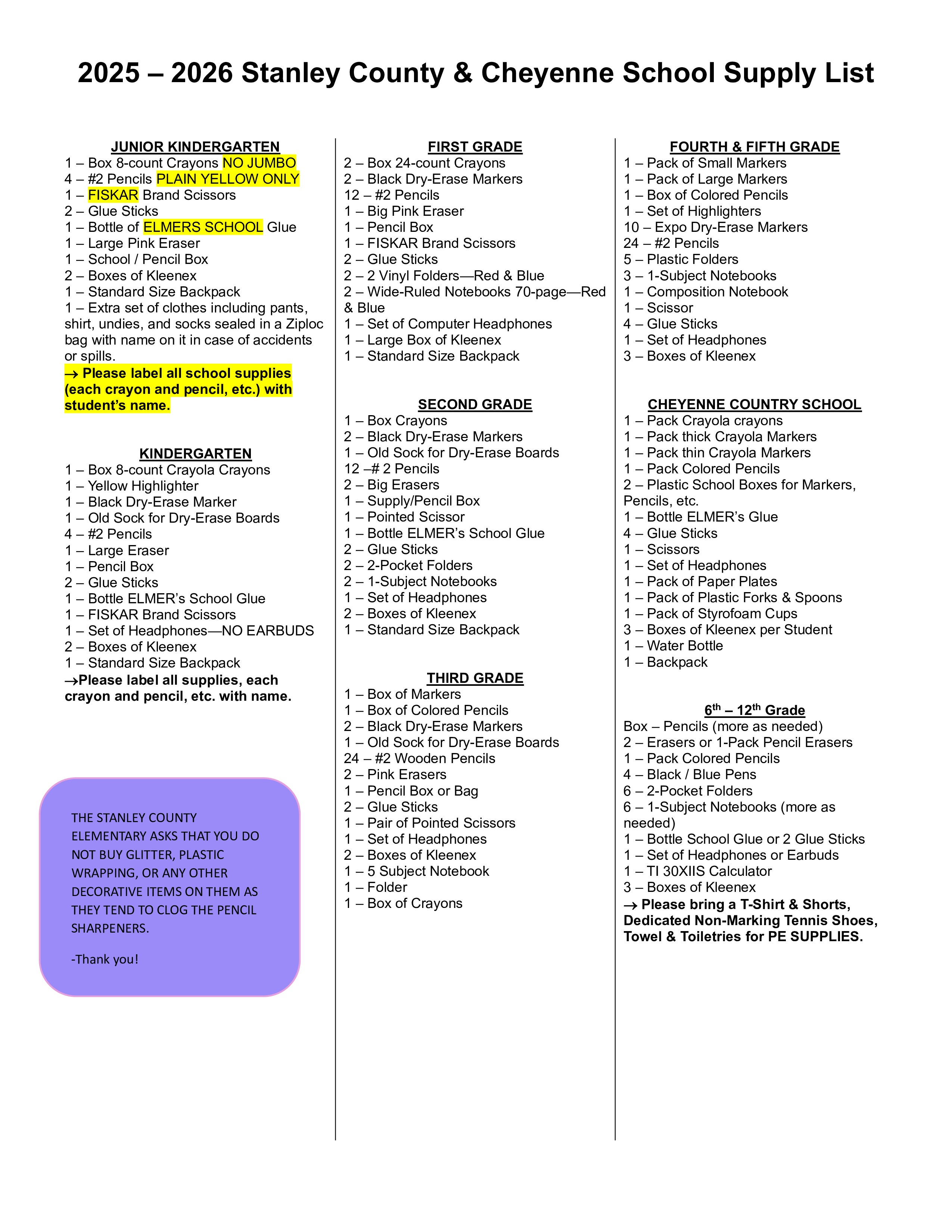 24-25 supply list