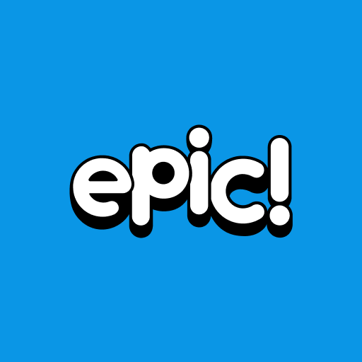Blue box with the epic! logo in the middle.  Link to Epic!