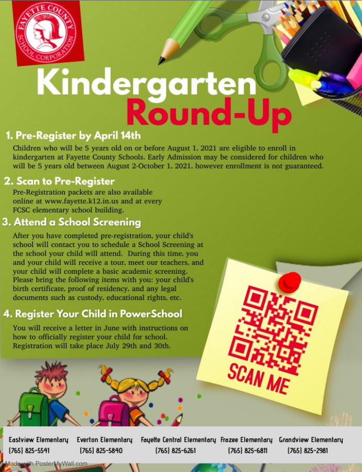 Pre-Registration for Kindergarten Enrollment Flyer