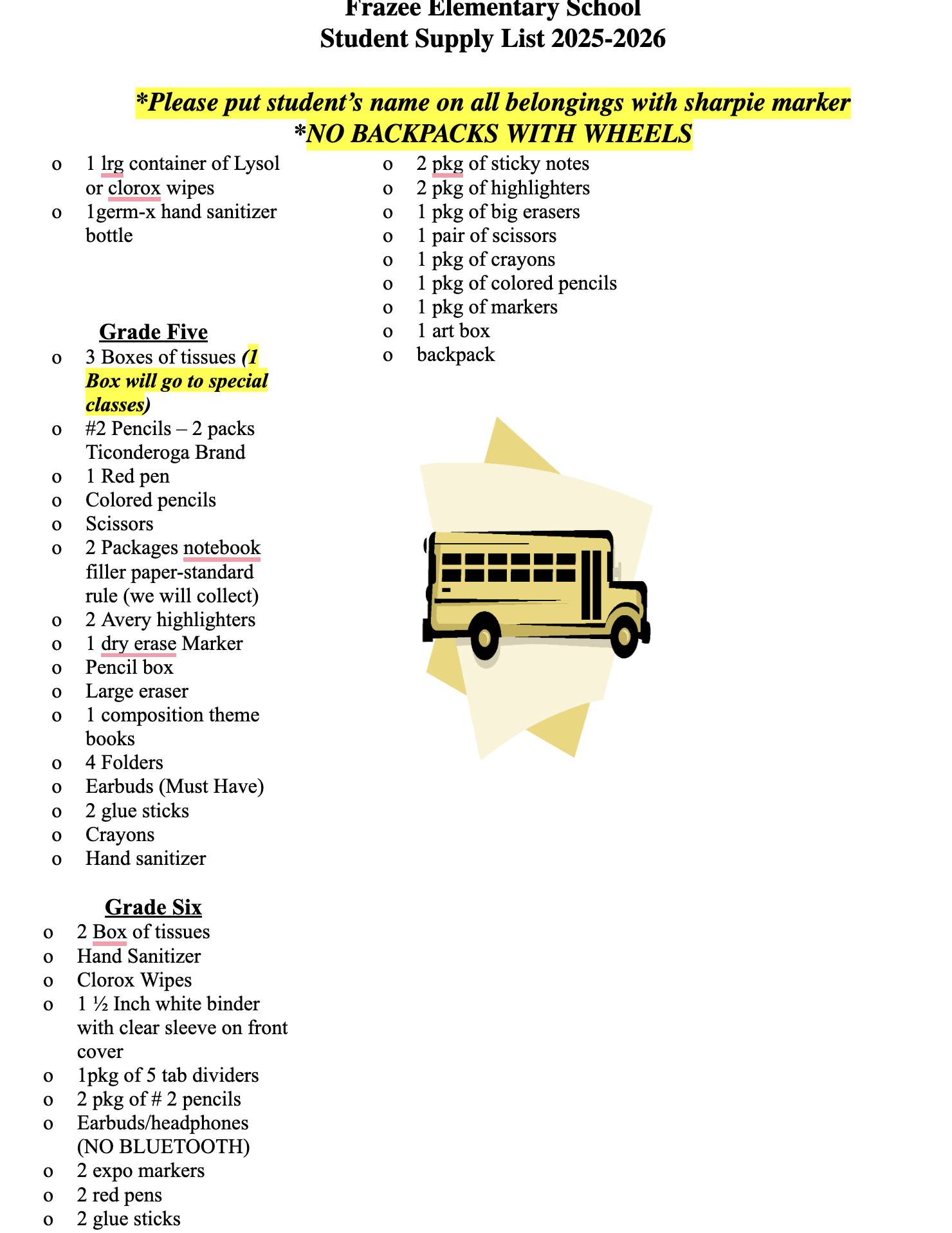 Supply List