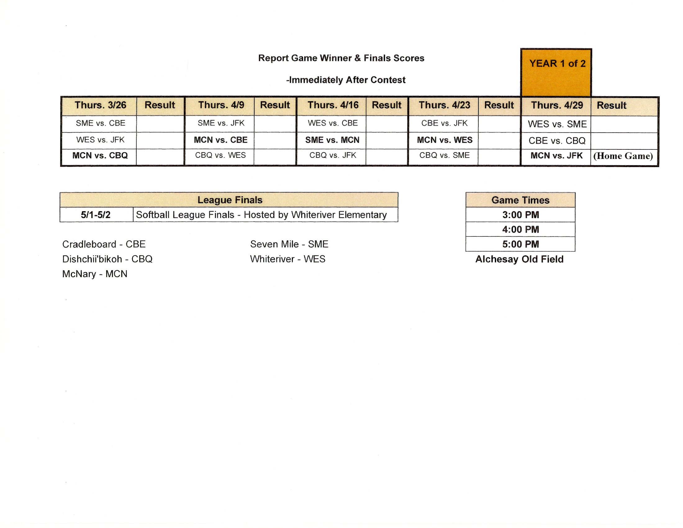 schedule