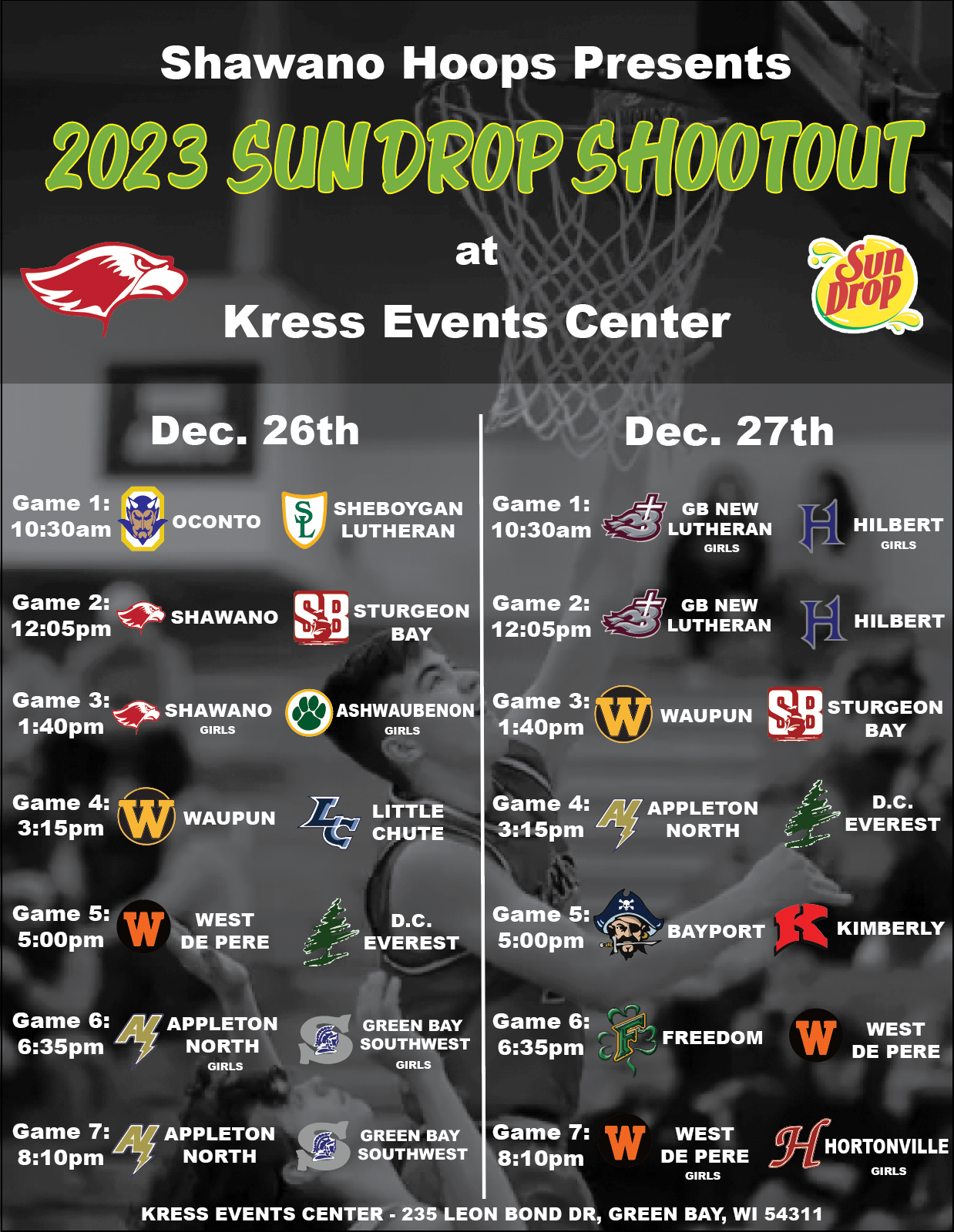 2023 SunDrop Schedule