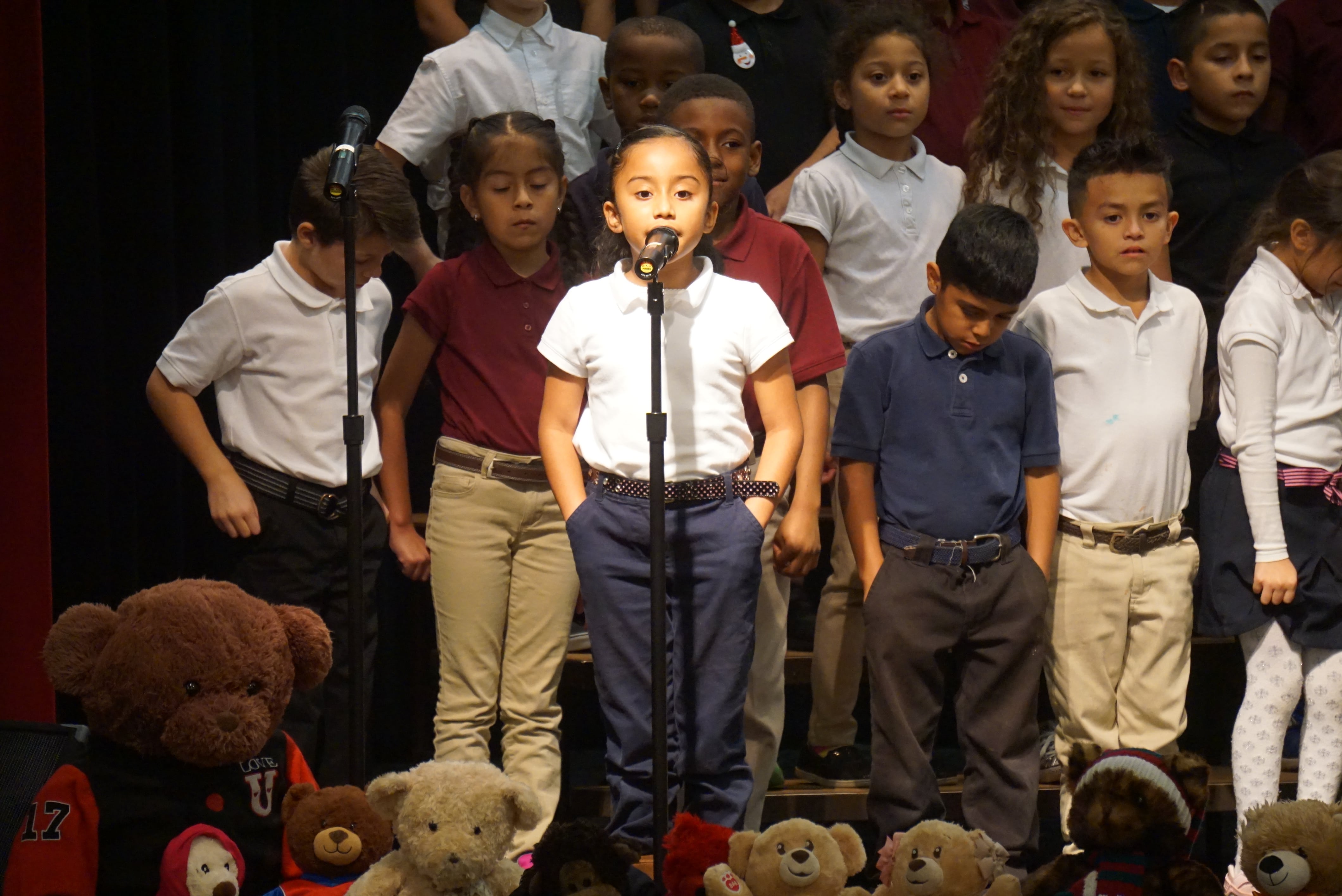 birdwell student singing on stage