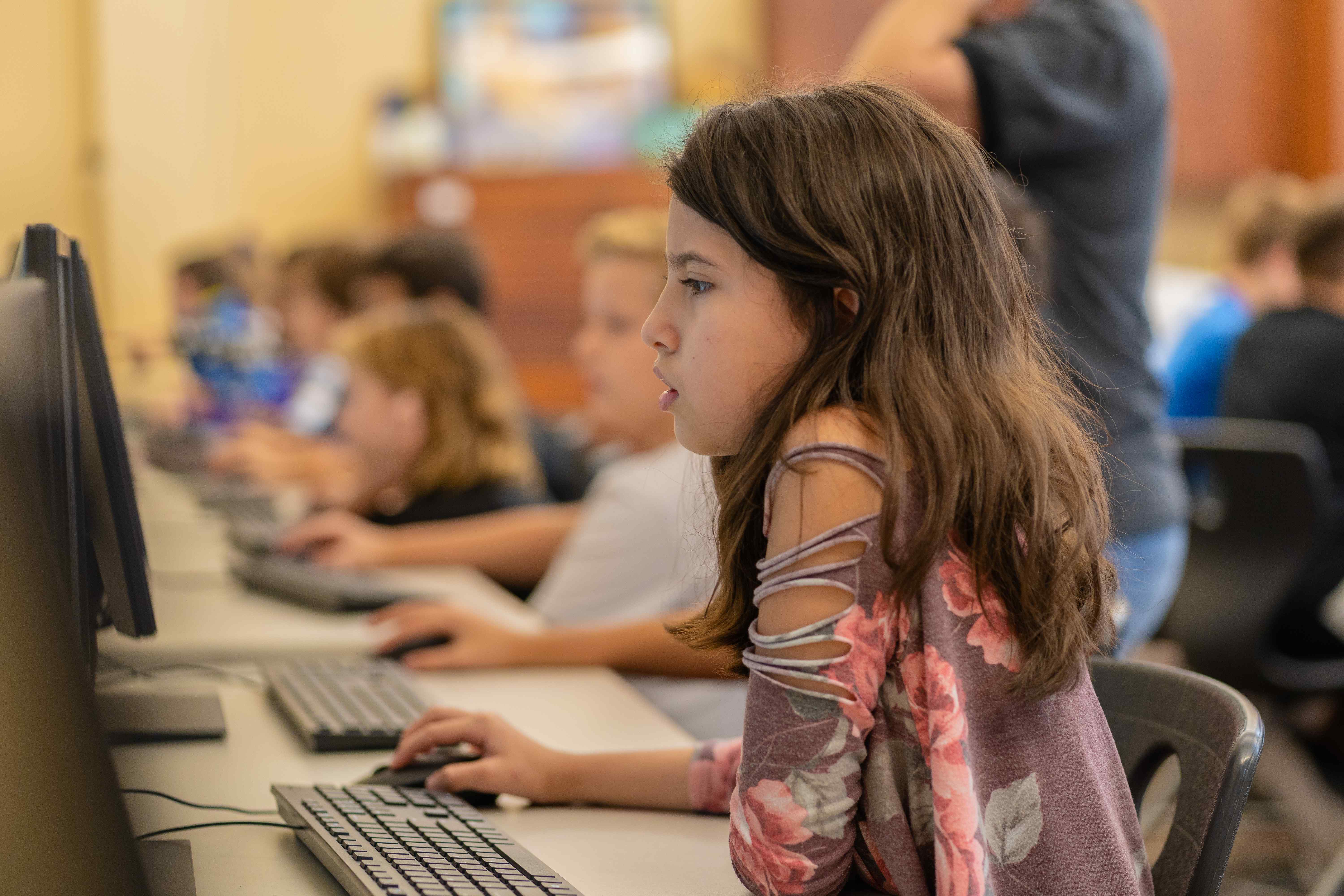 student on computer