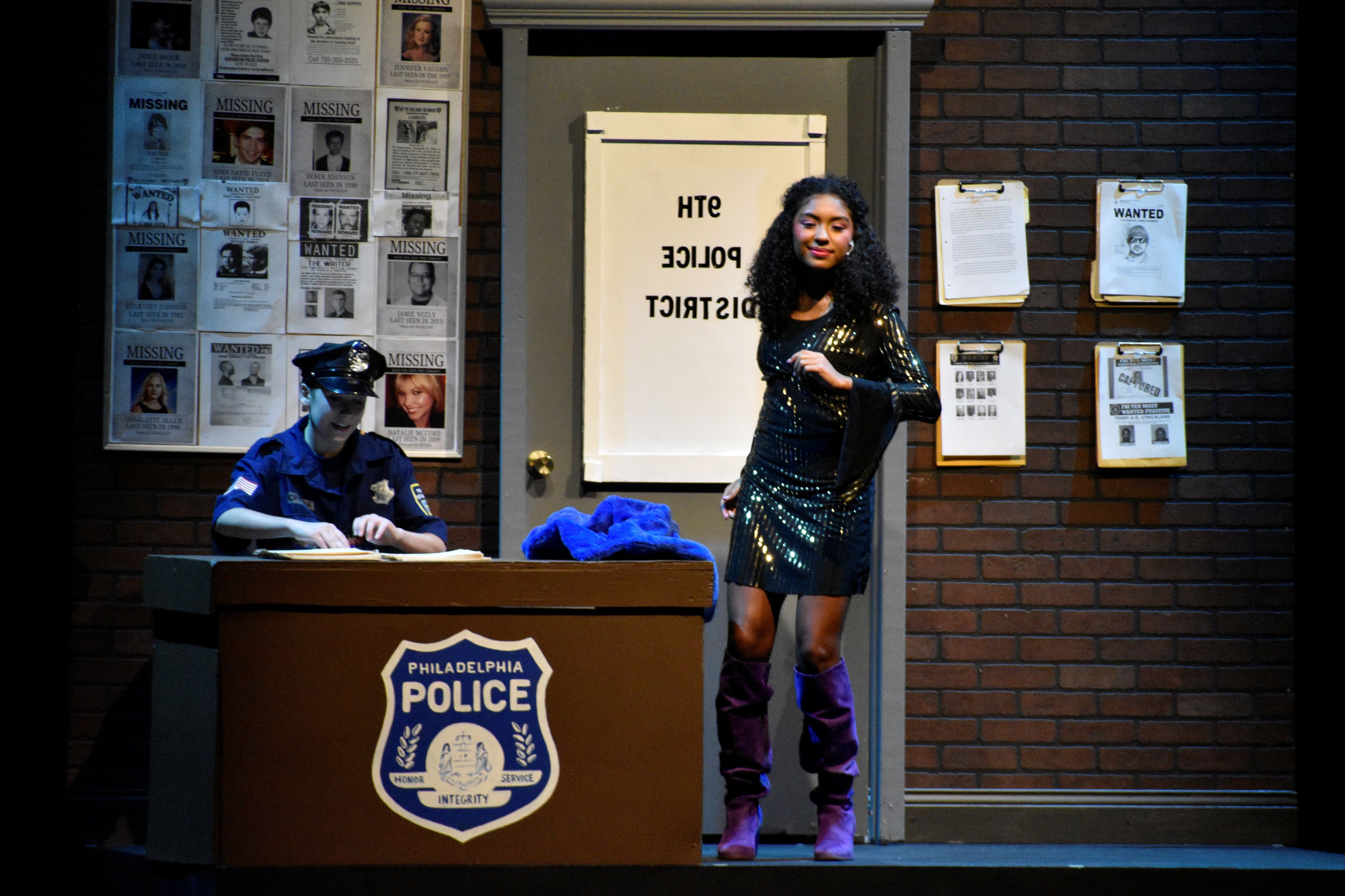 student acting on stage