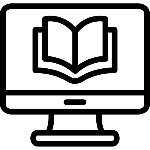 Icon of a book on a desktop computer screen