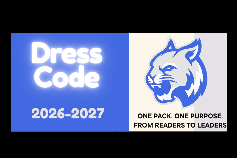 Logo with blue and white design. Features the text "Dress Code" and "2026-2027" above a logo of a lion.
