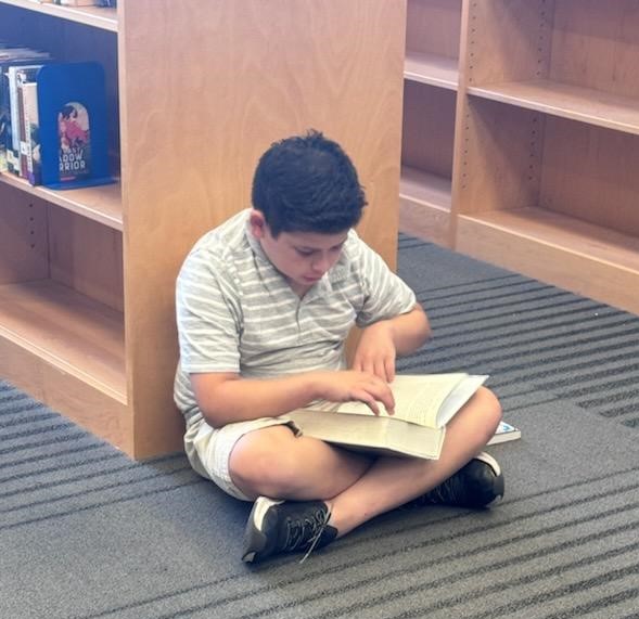 student reading