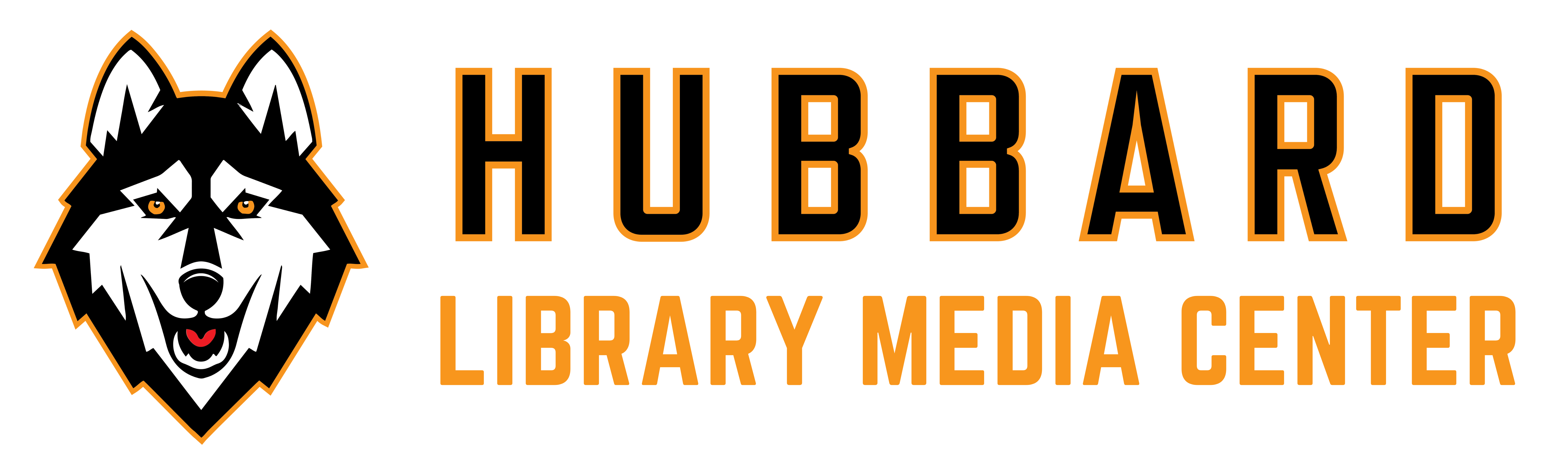 Hubbard Husky logo; "Hubbard library media center"